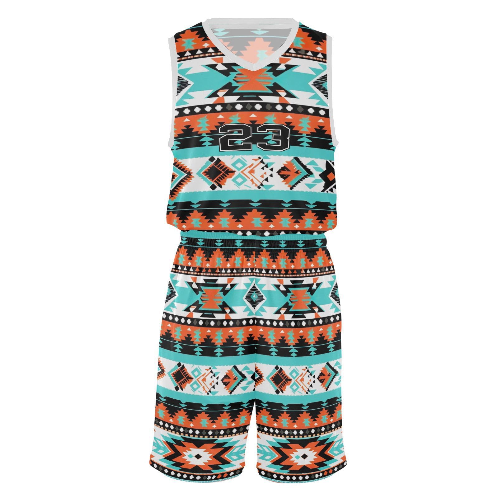 FLildon Aztec Navajo Boys Basketball Jersey Set Tank Top Shorts Tracksuit Sport Training Suit for Kids, XL