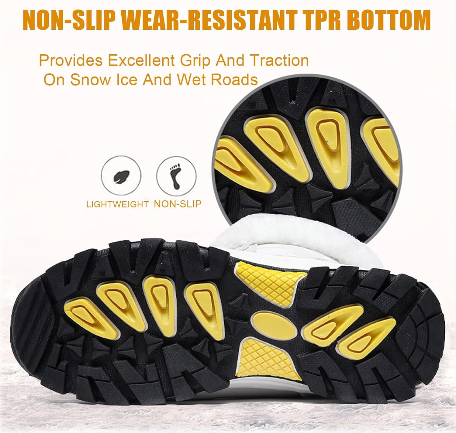 Women'S Waterproof Thick-Soled Winter Snow Boots Lightweight Warm Fur Lined Lace Up Mid-Calf Comfortable Outdoor Walking Travel Winter Boots