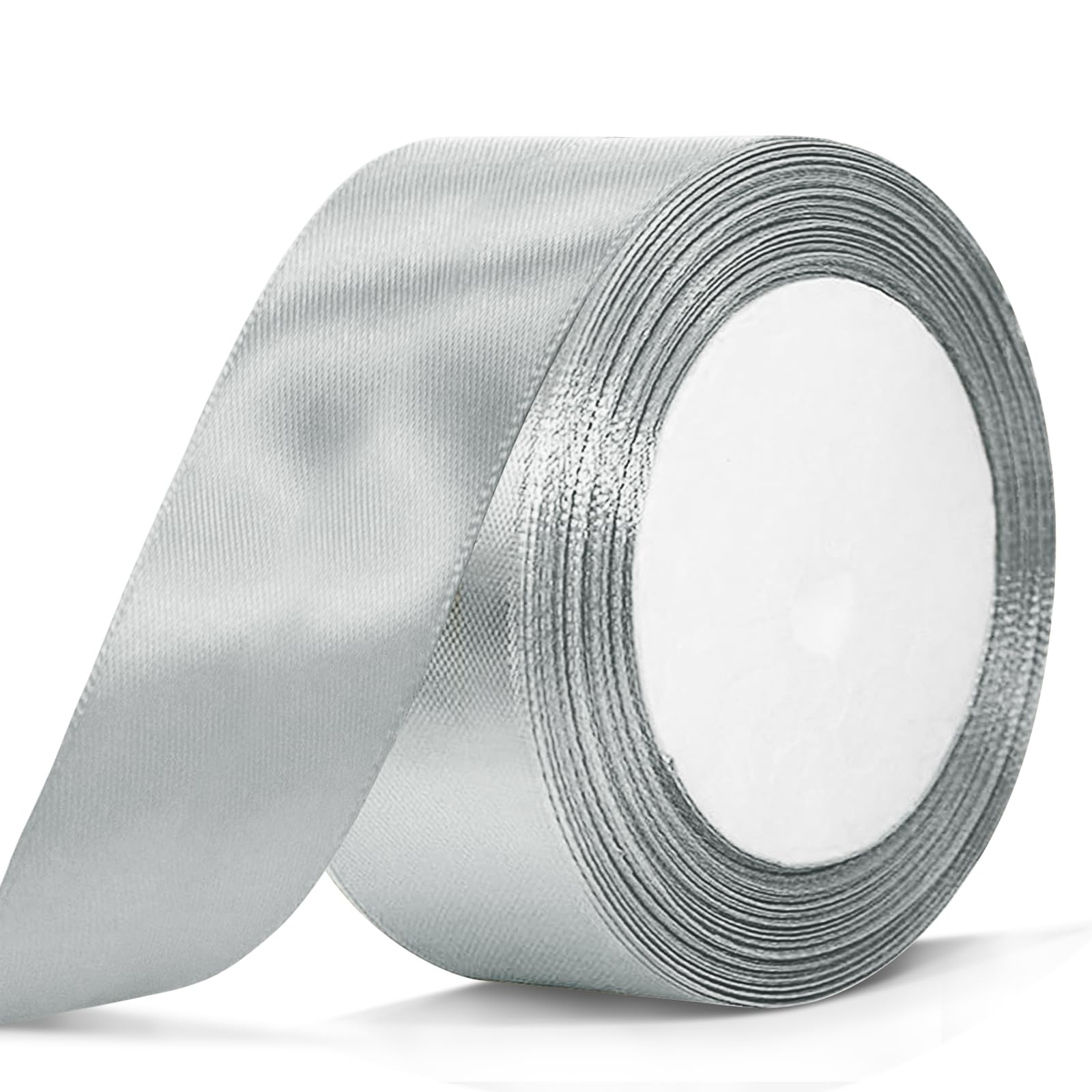 Bealif 50mm Silver Ribbon, Grey Silver Satin Ribbon Fabric Polyester Ribbon for Gift Wrapping Crafting, Sewing Project