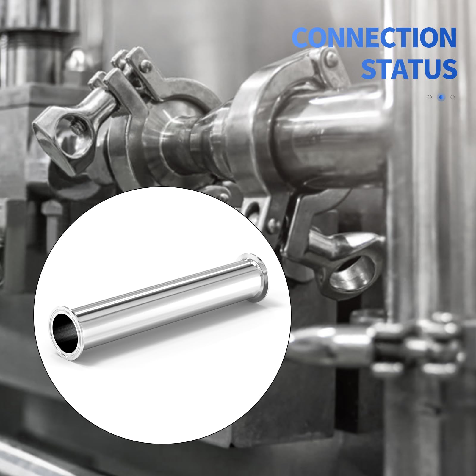 1 Stück 2" Tri Clamp 64MM OD Ferrule Flansch Sanitär Spool Tube 304 Edelstahl Nahtlose Rundrohre mit Unterlegscheiben (Rohrlänge: 12"/305MM)