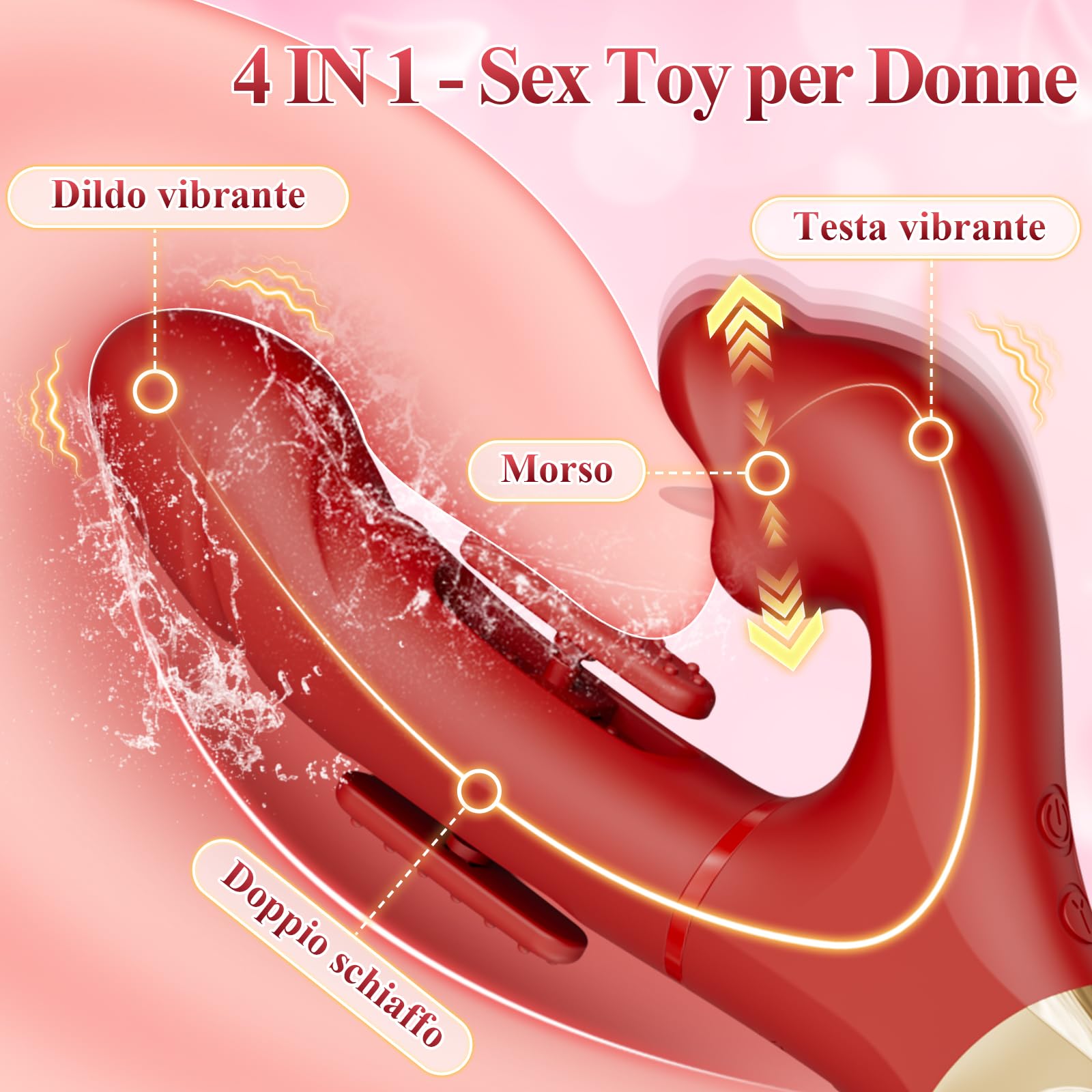 Vibratoreper Donna Professionale Sex Toys Coppia - Dildo Vibratore Clitoride e Punto G Sexytoysys Donna con Forti Modalità di Schiaffi, Morsi e Vibrazioni, Vibratori Rabbit Toys Sessuali per Donne