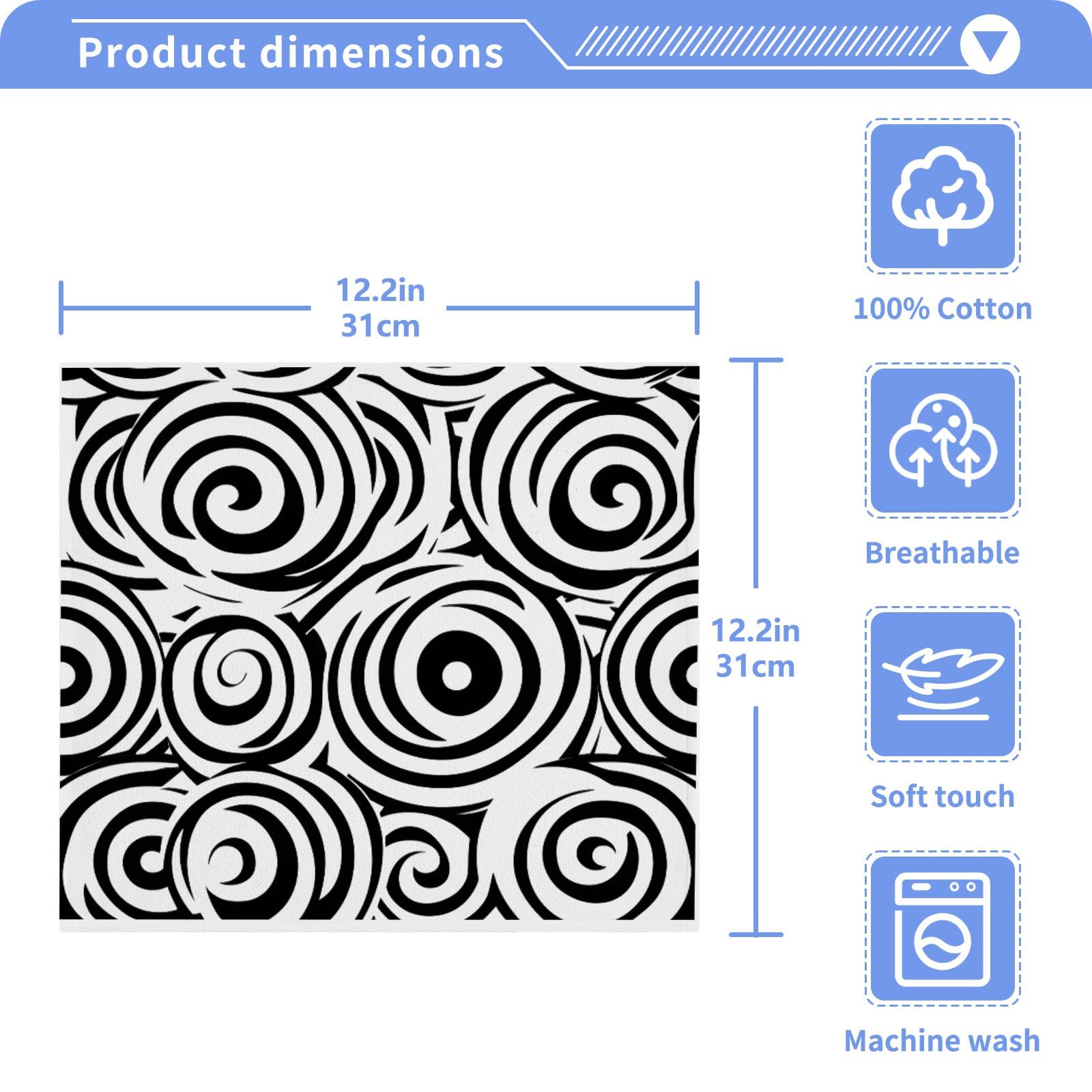 ALAZA Wash Cloth Set 100% Cotton Fingertip Towels Face Cloths Sets Circles Line Highly Absorbent Soft Feel Set of 2