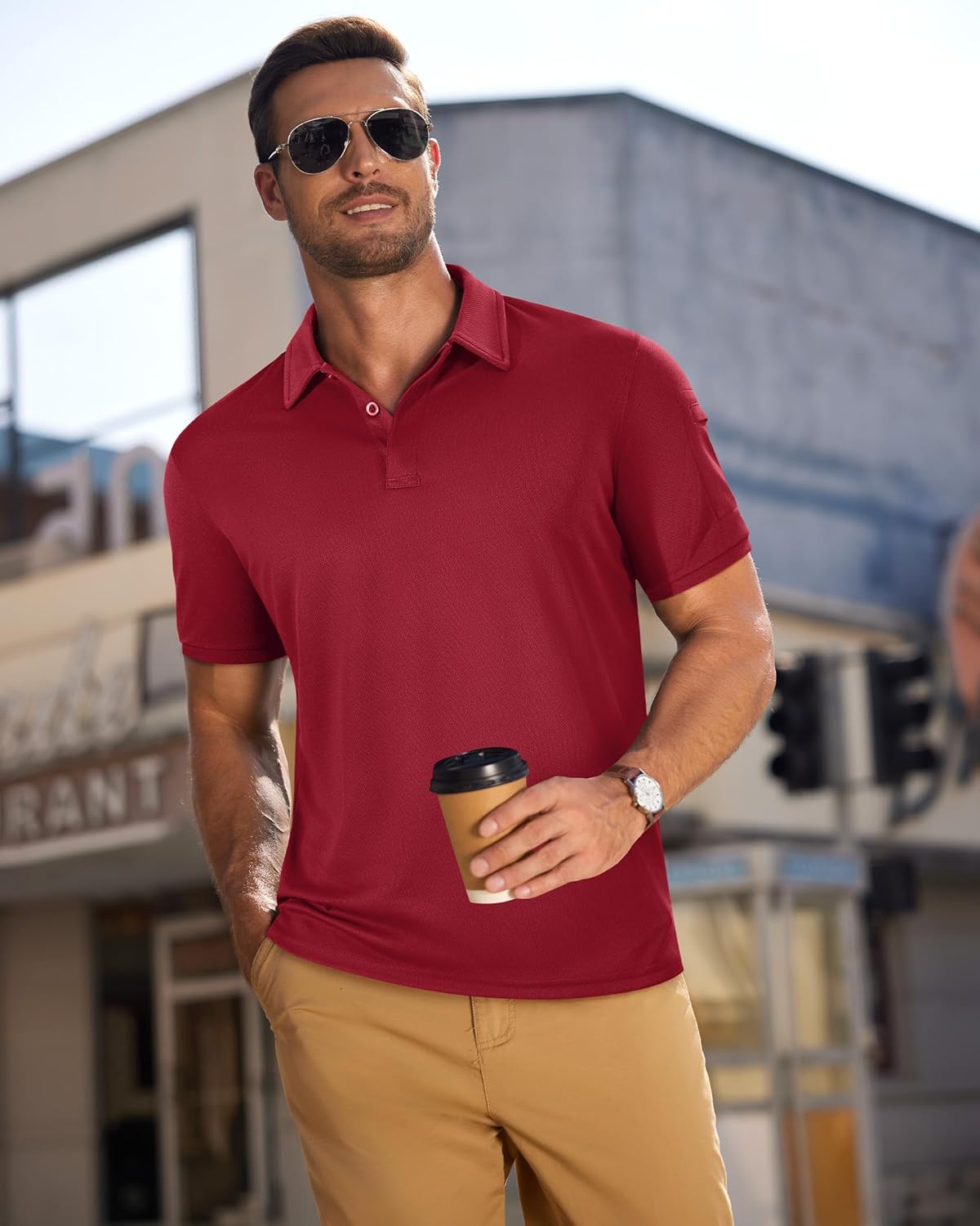 DEMEANOR Mens Golf Polo Shirts Short Sleeve Tennis Sports Tactical Business Casual Athletic Polos Collared Shirt - Image 6