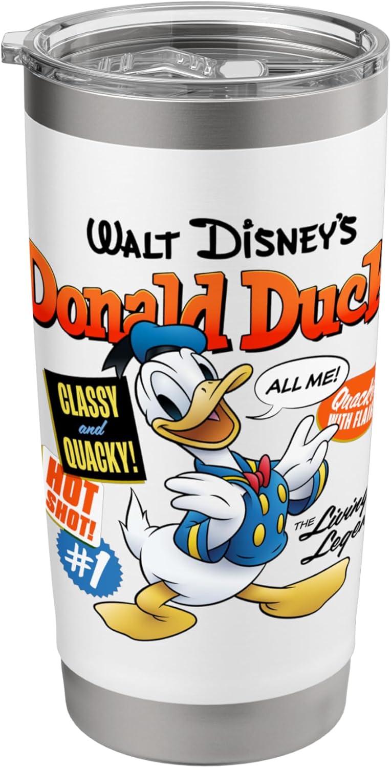 Disney Mickey And Friends Donald Duck Phrases Vintage Logo Stainless Steel Insulated Tumbler