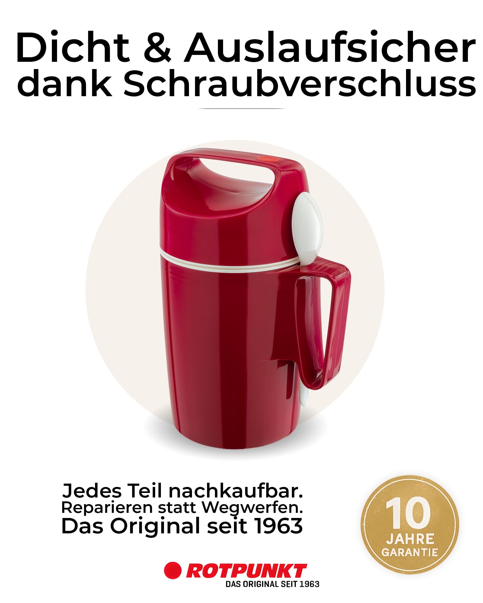 ROTPUNKT Thermobehälter für Essen 0,85L inkl. Löffel – Thermo Lunchbox Heiß & Kalt I Made in Germany I Hochwertiger Thermo Essensbehälter (Dirk 850, Plum)