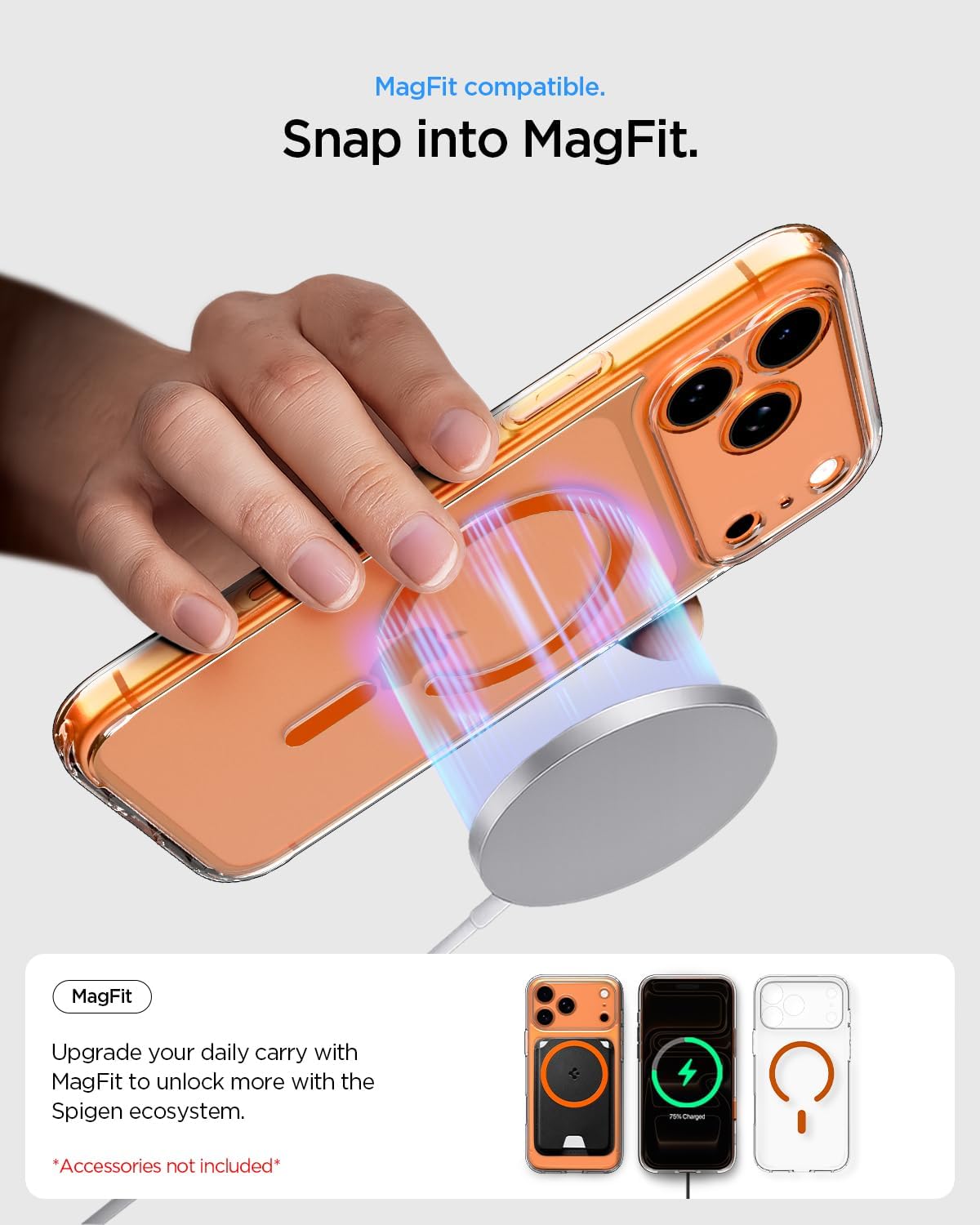 Spigen for iPhone 17 Pro Max Case, Ultra Hybrid MagFit [TPU Covered Camera Control] [Anti-Yellowing] [Compatible with Magsafe] - Clear Orange - Image 8
