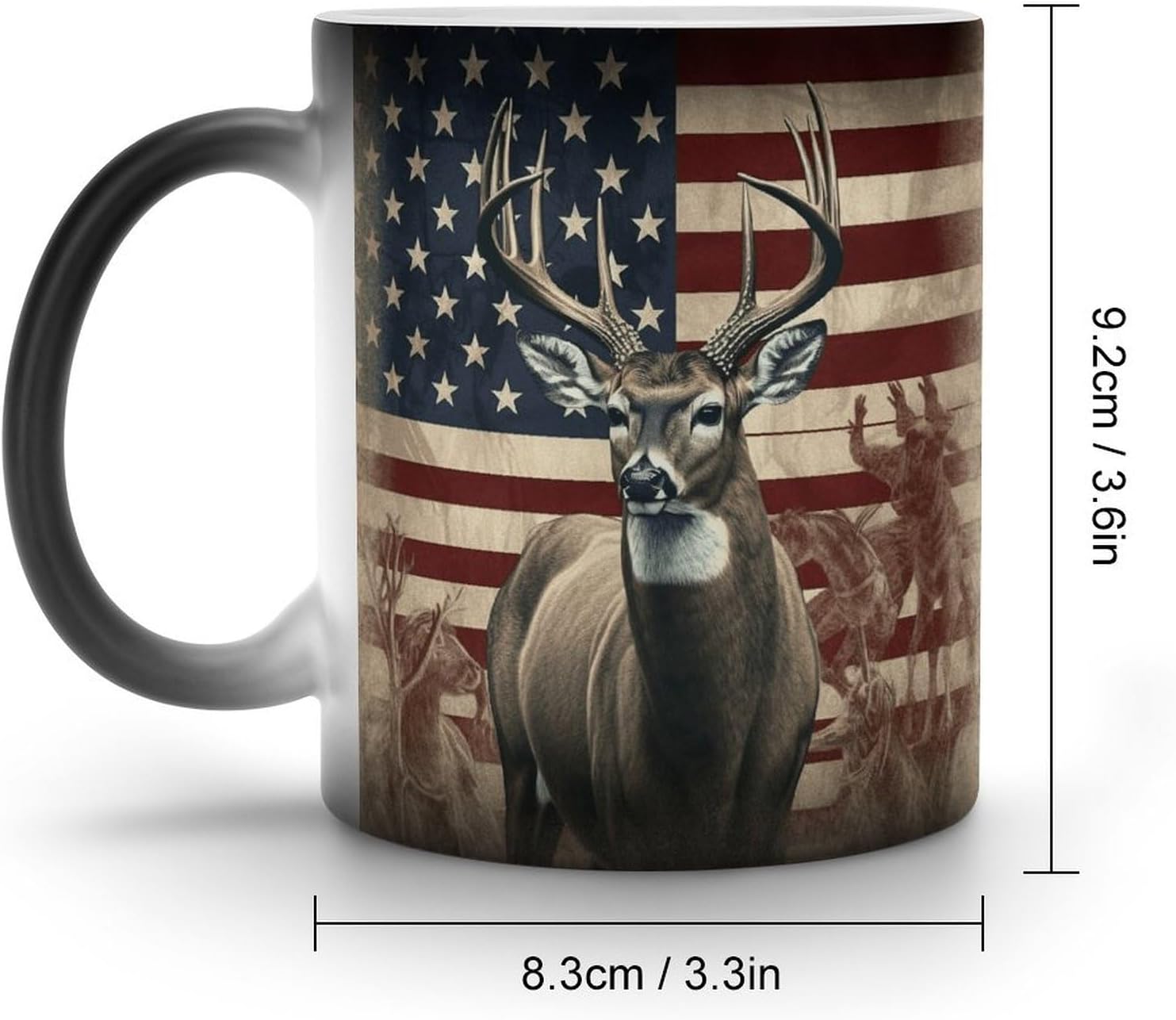 Color Changing Mug Americana Flag Deer Printed Ceramic Coffee Mug Heat Changing Sensitive Mug Magic Heat Changing Coffee Mug Novelty Coffee Mugs