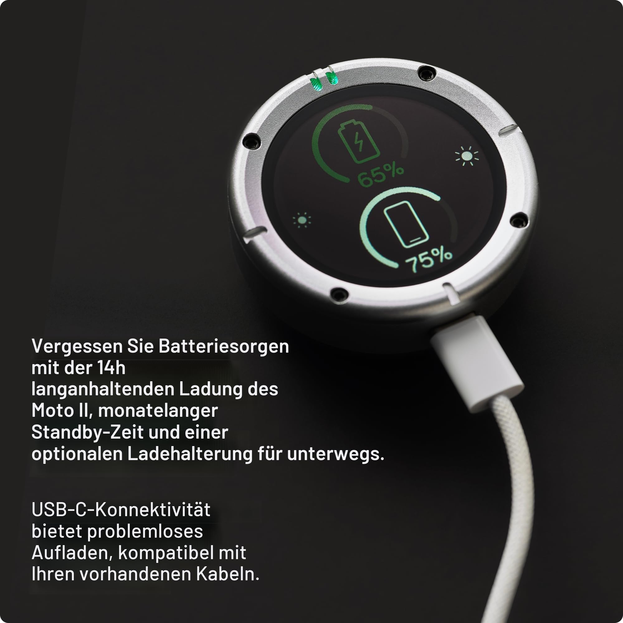 Beeline Moto II - Navigationsgerät für Motorräder | Globale Navigation | Minikarten-Schnittstelle | 14 Stunden Akkulaufzeit | IP67 Wasser- und stoßfest | USB-C-Aufladung mit Riemenhalterung