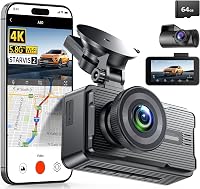 JOMISE A80 4K Front & Rear Dash Cam: 5.8GHz WiFi, GPS, 64GB Card, STARVIS 2 Night Vision, 24H Parking Mode