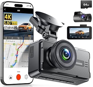 JOMISE 4K Dash Cam Front and Rear with 5Ghz WiFi GPS, Dual Dashcam with 64GB Card, 3" Screen, Night Vision, 24H Parking Mode – Reliable Dash Camera for Family Cars, Rideshare Drivers, and Trucks - Amazon product rated Grade A