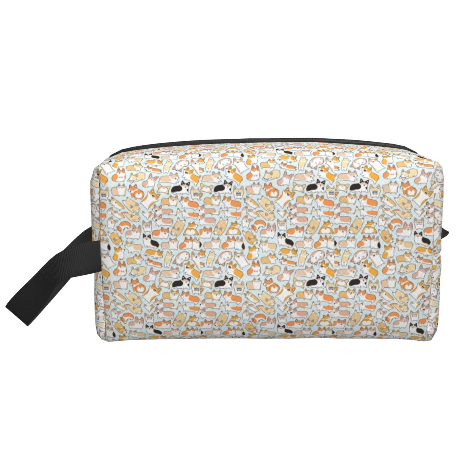 Ercgad Unisex White Dog Print Large Capacity Travel Toiletry Bag Cosmetic Pouch Daily Storage Makeup Case