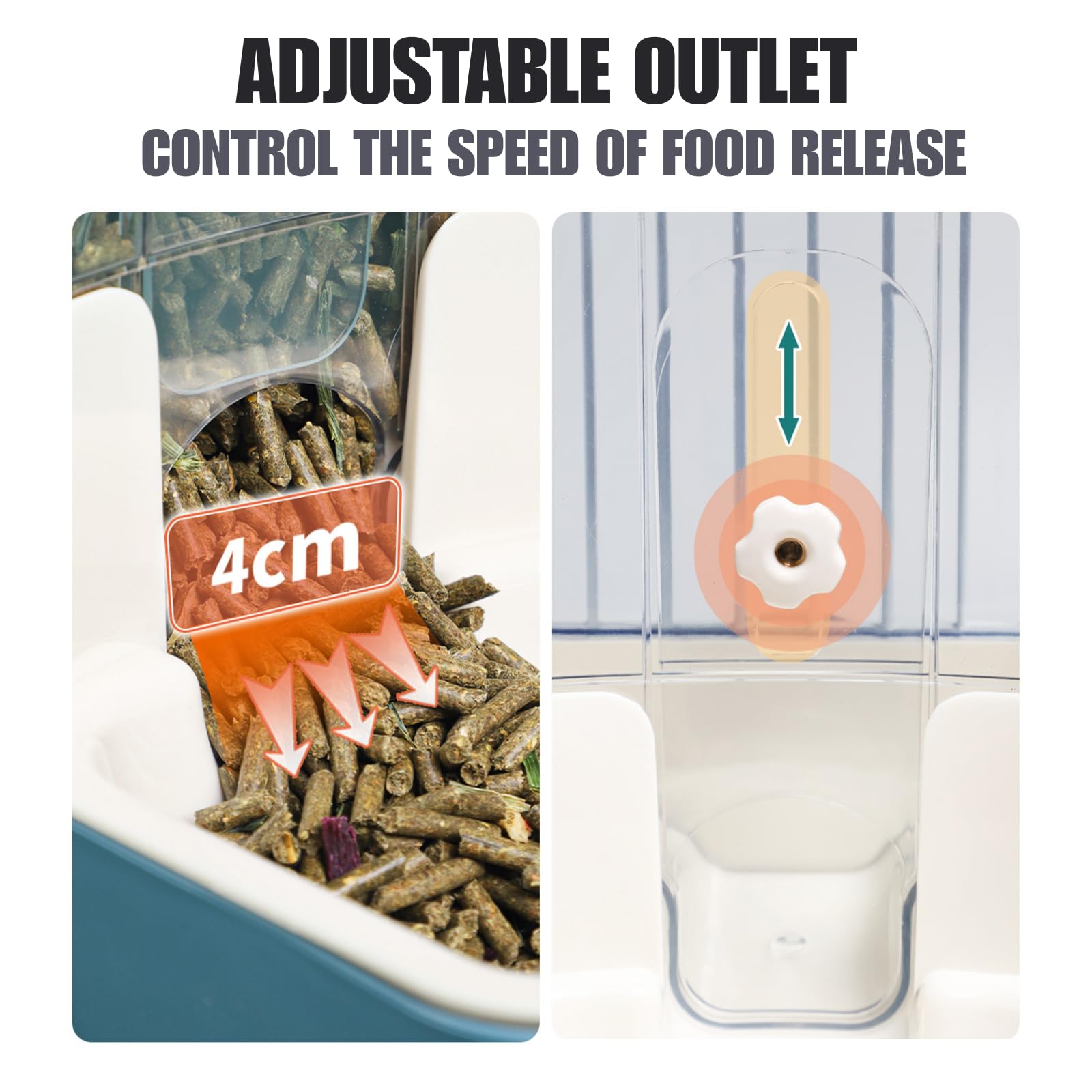 Automatischer Futter Wasserspender, Hängend für Käfige, Geeignet für Welpen, Kätzchen, Kaninchen, Meerschweinchen, Chinchillas, Igel, Frettchen (Blau)