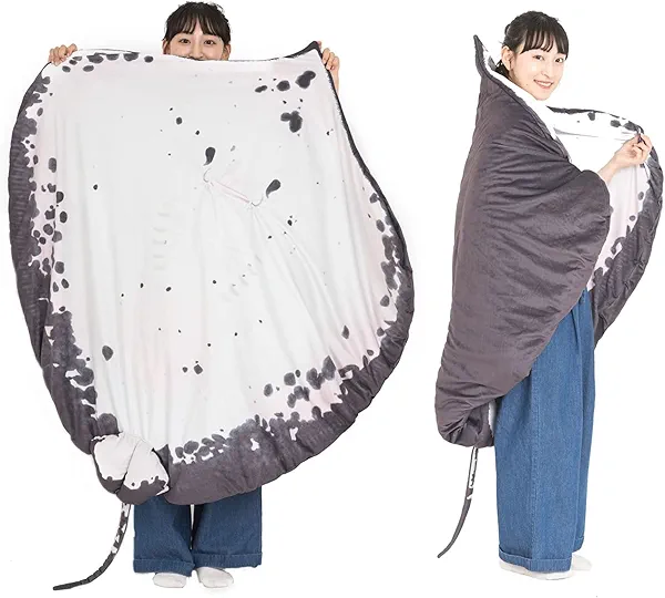 Manta Ray Stuffed Animal Stingray Blanket, Wearable Blanket, Manta Ray Plush Stuffed Stingray, Soft Cozy Ray Throw Cloak Wrap Gifts for Women Adults and Kids Christmas
