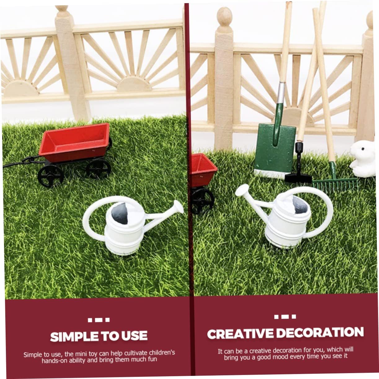 Kisangel 4 Sets Mini House Garden Decor Accessory Micro Gardening Tools for Lightweight Miniature for Imagination and Hands Fun for Fairy Garden Decor