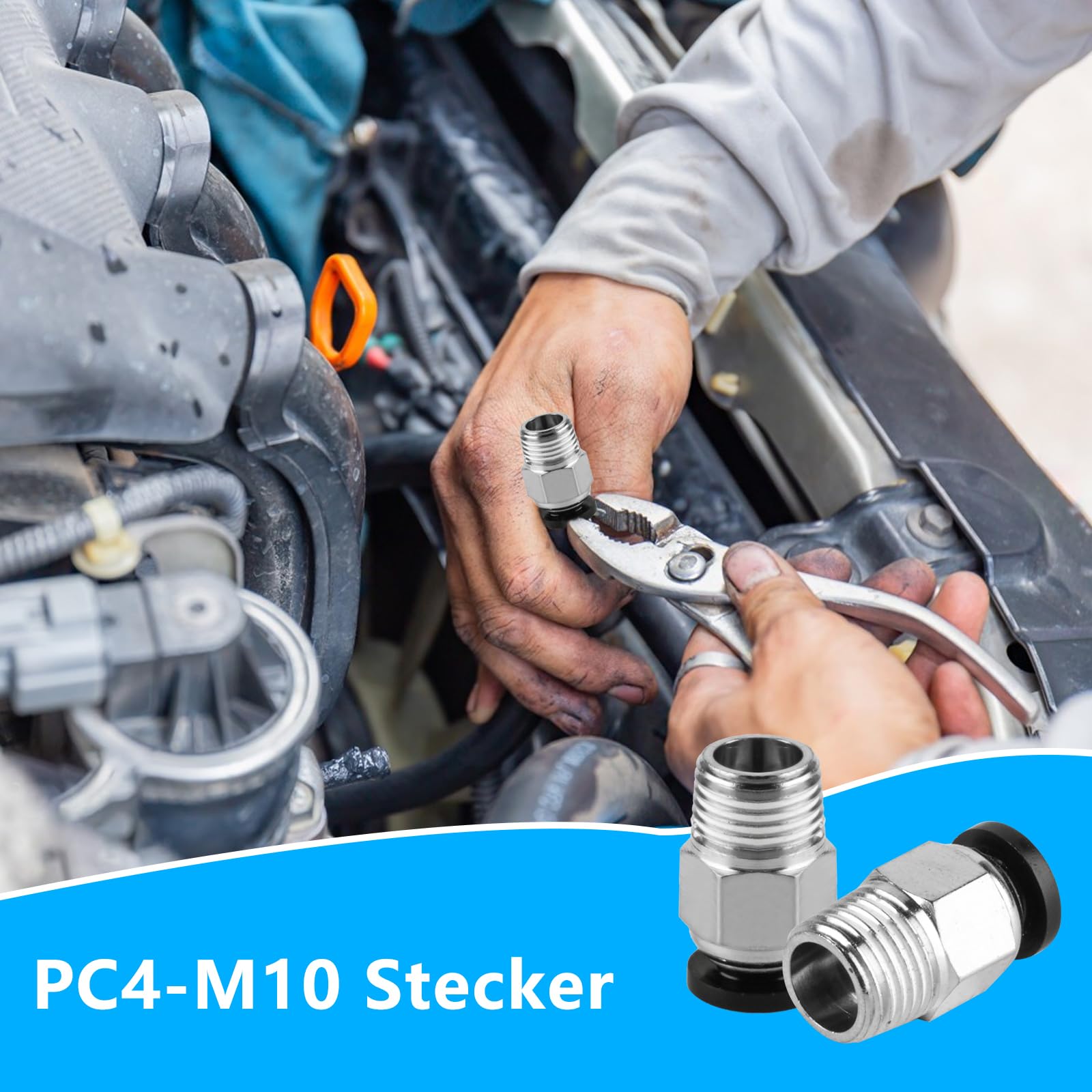 12 szt. Złącze pneumatyczne PC4-M10, złącza pneumatyczne PC4-M10, szybkozłączki gwintowane M10 proste pneumatyczne złącze, złącze węża PTFE do drukarki 3D wytłaczarki