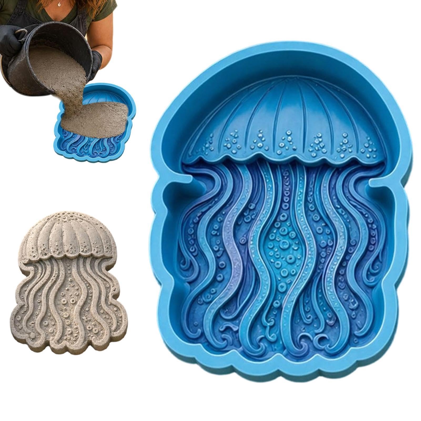Reusable Sea Animal Theme Garden Art Mold, Jellyfish Stepping Stones
