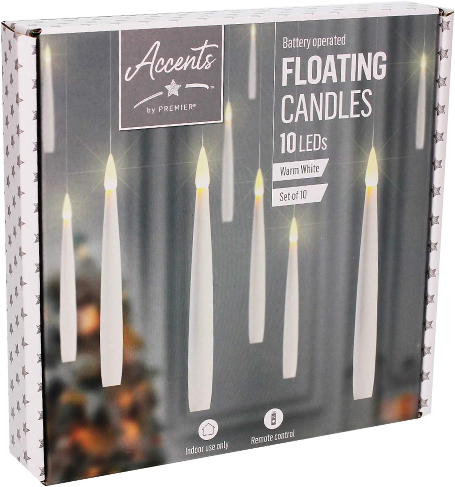 Set of 10 Floating Candles Battery Operated Warm White Lights Christmas
