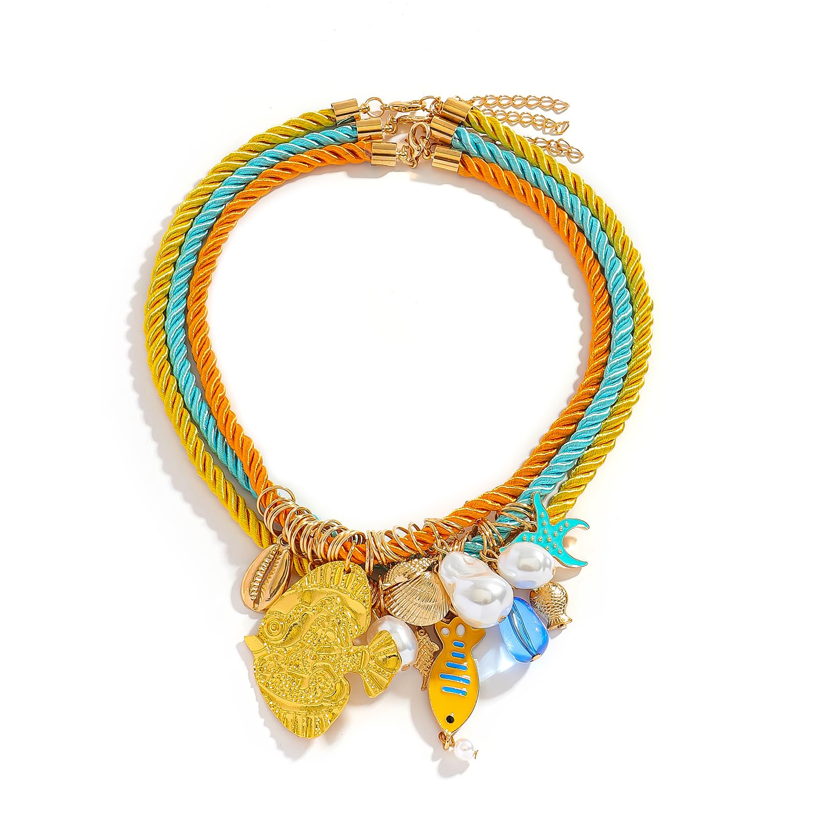 Dvacaman 3Pcs Boho Layered Pendant Rope Necklace for Women, Summer Beach Heart Sun Daisy Flower Pendant Necklace Jewelry Gift for Beach Party Festival