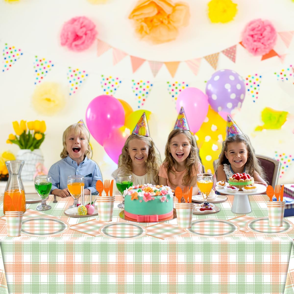 81PCS Gingham Party Tableware Supplies,Gingham Dessert Paper Plates and Napkins Set,for Picnic Decorations Birthday Party Family Dinner Wedding Favor - Image 4