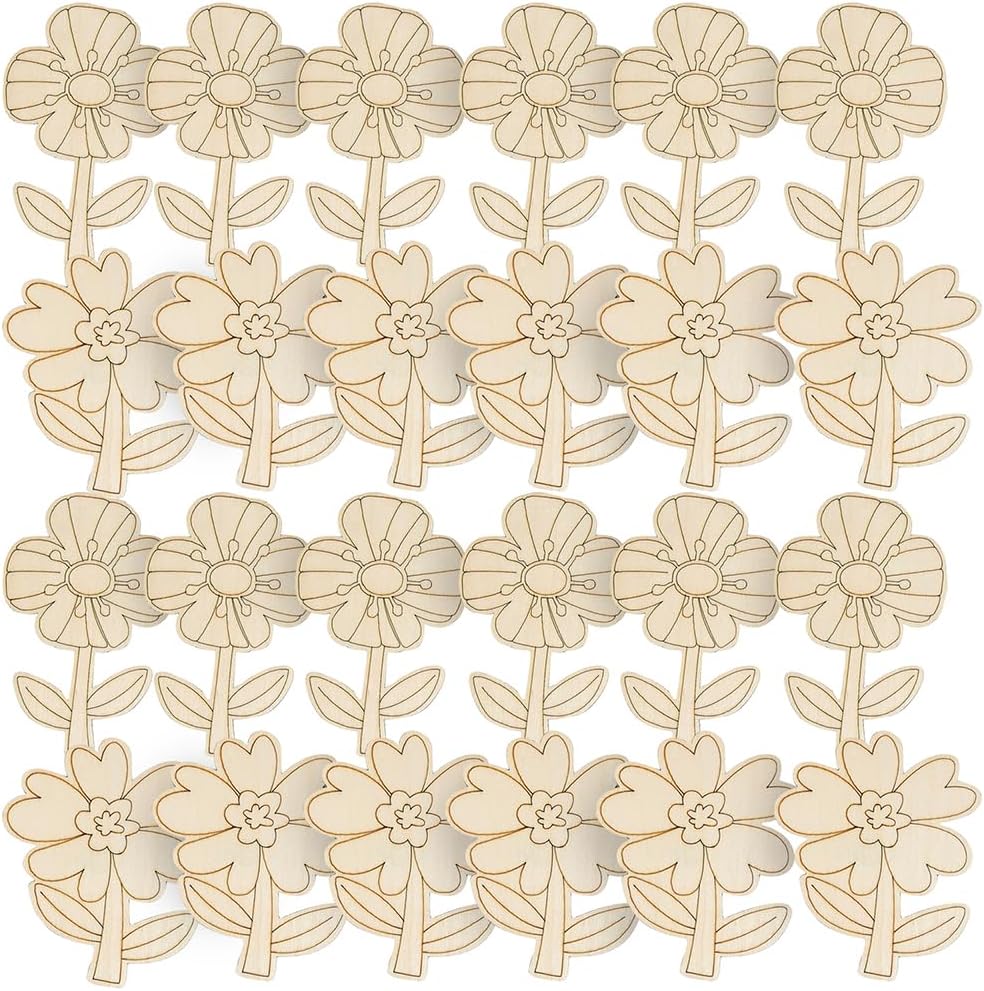 DIY Wood Spring Flower Shapes for Kids (24Pc) - Crafts for Kids and Fun Home Activities