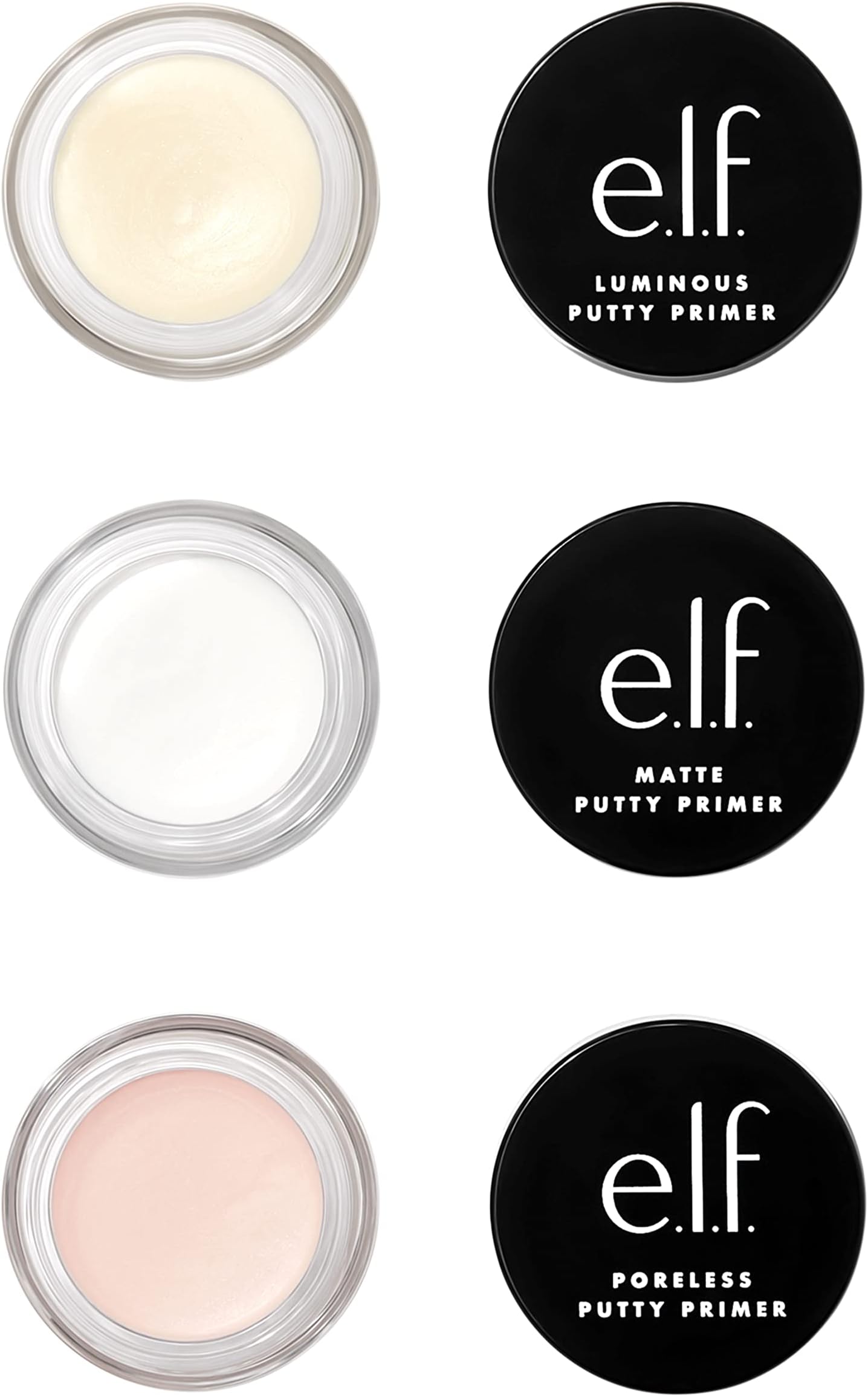 e.l.f. Cosmetics Putty Primer Trio, Includes Poreless Putty, Matte Putty & Luminous Putty, Travel Size, 0.14 Oz (4g) Each, 0.14 ounces