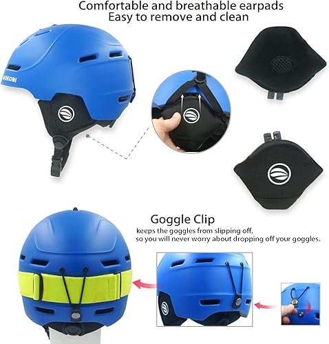 Miniatura 4 de DKONI Casco de esquí para adultos, casco de snowboard para hombres y mujeres, casco de deportes de nieve certificado para esquí, snowboard