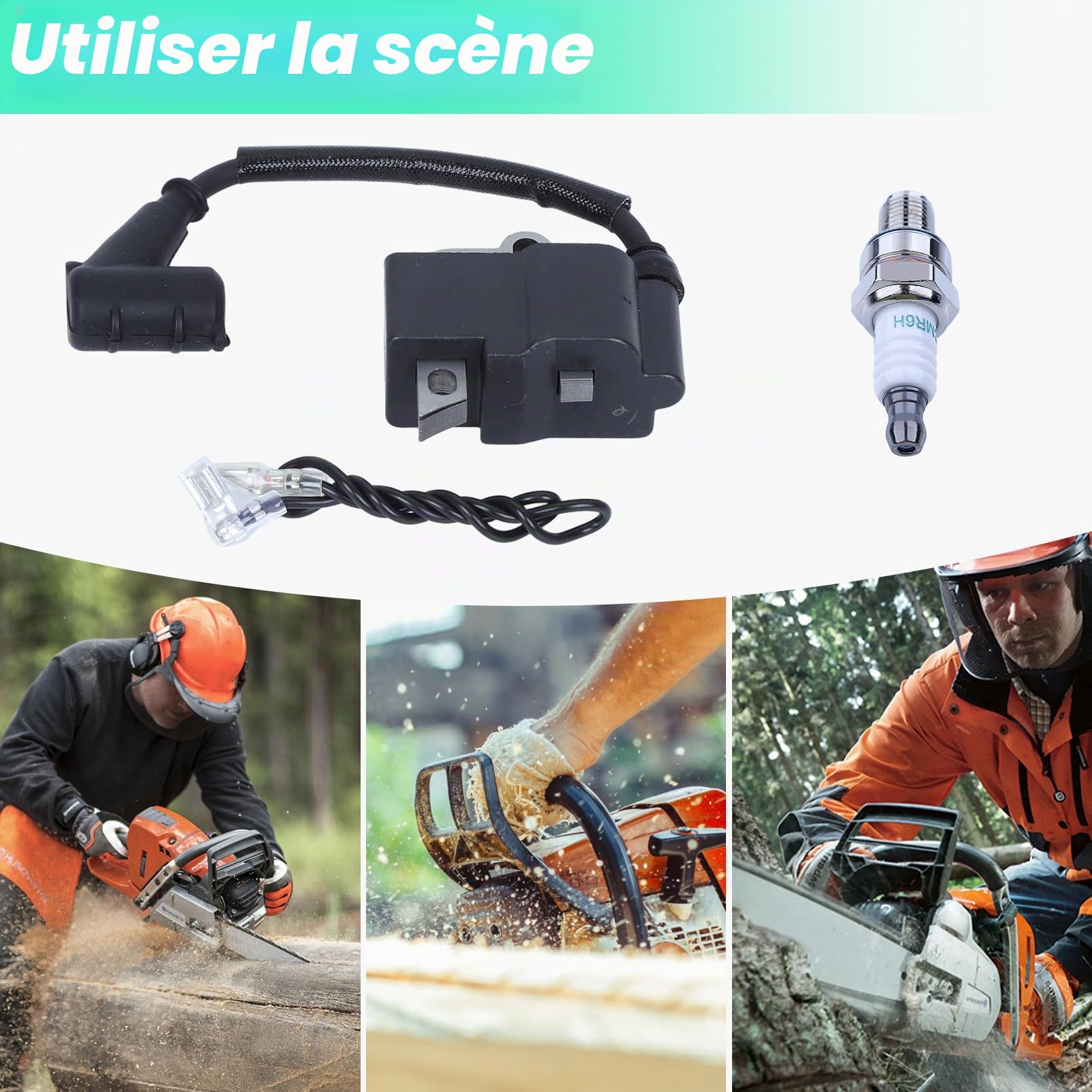 Adefol Module de Bobine D'allumage pour Stihl MS181 MS211 MS211C MS171 Tronçonneuse Trimmer Pièces, Série de Pièces de Rechange avec Bougie D'allumage 1139 400 1307