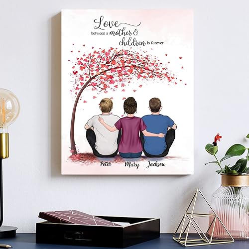 Miniatura 8 de Gossby Lienzo decorativo para pared personalizado para mamá, arte personalizado para madre e hijos con diseño, nombre, día de la madre, Navidad,