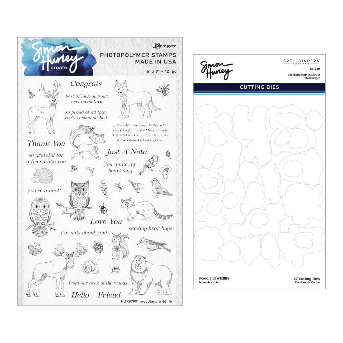 Spellbinders Woodland Wildlife Stamp and Die Bundle by Simon Hurley, Metal, ONE