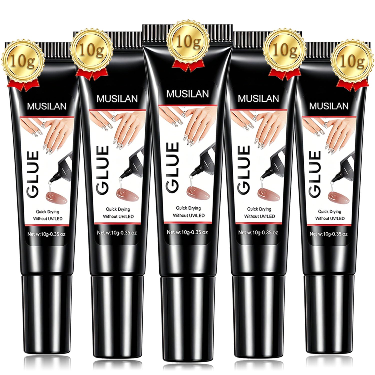 5PCS 10g Semi Solid Nail Glue, Strong Solid Nail Glue for Press Ons Nails