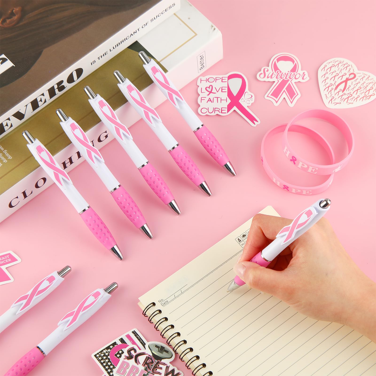 Amazon | Ctosree ピンクリボン 格納式ゲルローラーボールペン 乳がん