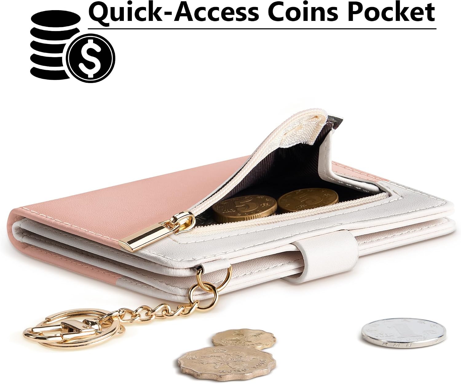 Airkit Small Wallet Women RFID, PU Leather Card Holder with Keychain image 3