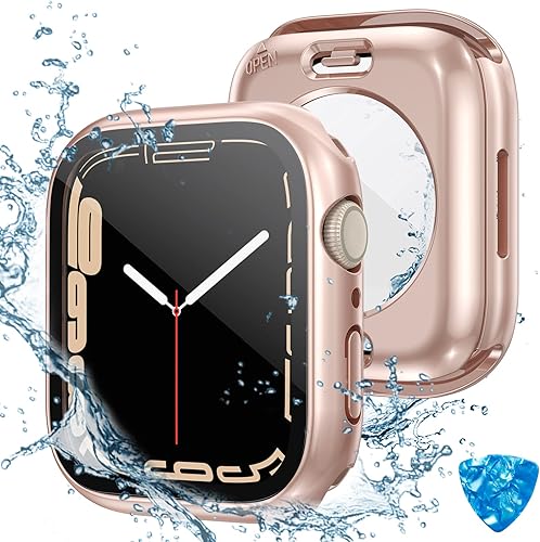 Vista 119 de Tensea - Funda protectora de pantalla impermeable para Apple Watch (2 en 1) para Apple Watch Serie SE 7, 5, 4, accesorios de 45 mm, iWatch protector