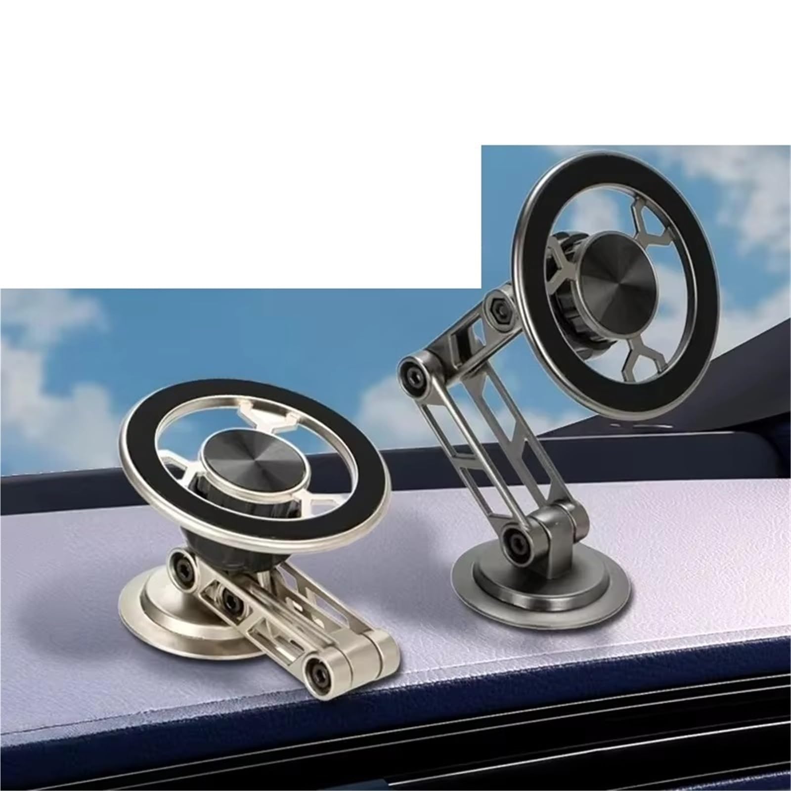 Supporto Telefono Auto Rotazione A 360 Gradi Supporto Magnetico Metallo Pieghevole Telefono Magnetico Bocchetta GPS Per Tutti I Telefoni Porta Cellulare Auto(Sliver)