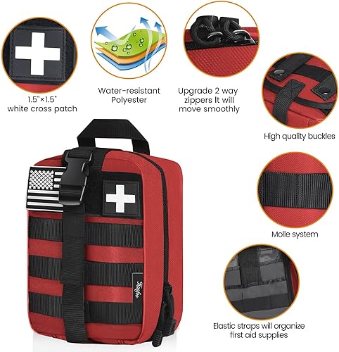 Miniatura 2 de Medical Molle Pouch Tactical  Bolsa de primeros auxilios de nailon 1000D, bolsa EMT de gran capacidad, bolsa resistente de grado militar para