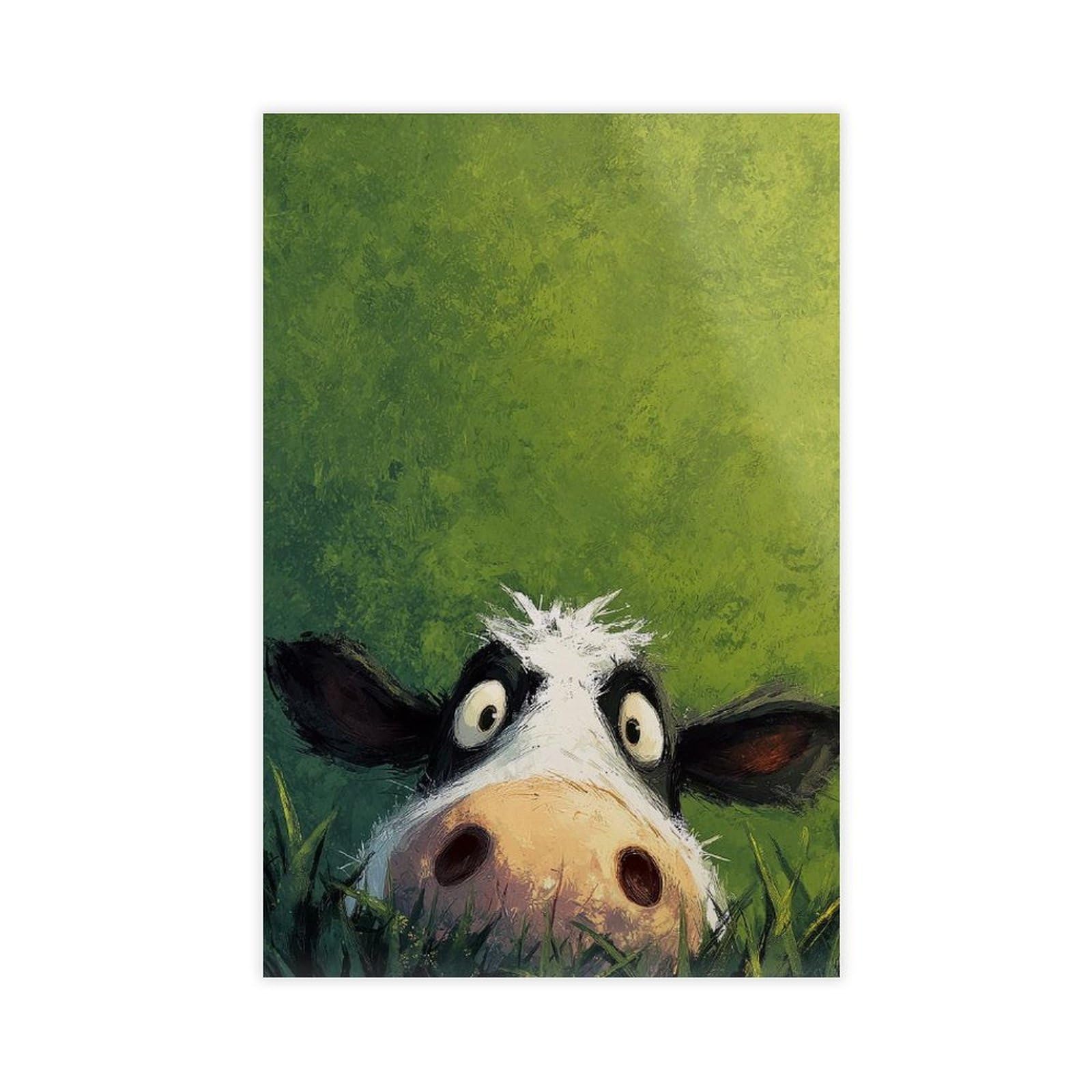 Qnvjqkdsi Unframe Funny Cow Animal Art Canvas Poster Bedroom Decor Landscape Office Room Decor Gift 8" L X 12" W