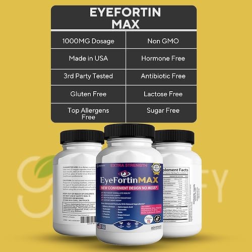 Miniatura 5 de EyeFortin MAX Suplemento de salud ocular, 60 cápsulas, extra fuerte con luteína, vitaminas A C E B12, extracto de arándano, suministro para 30 días