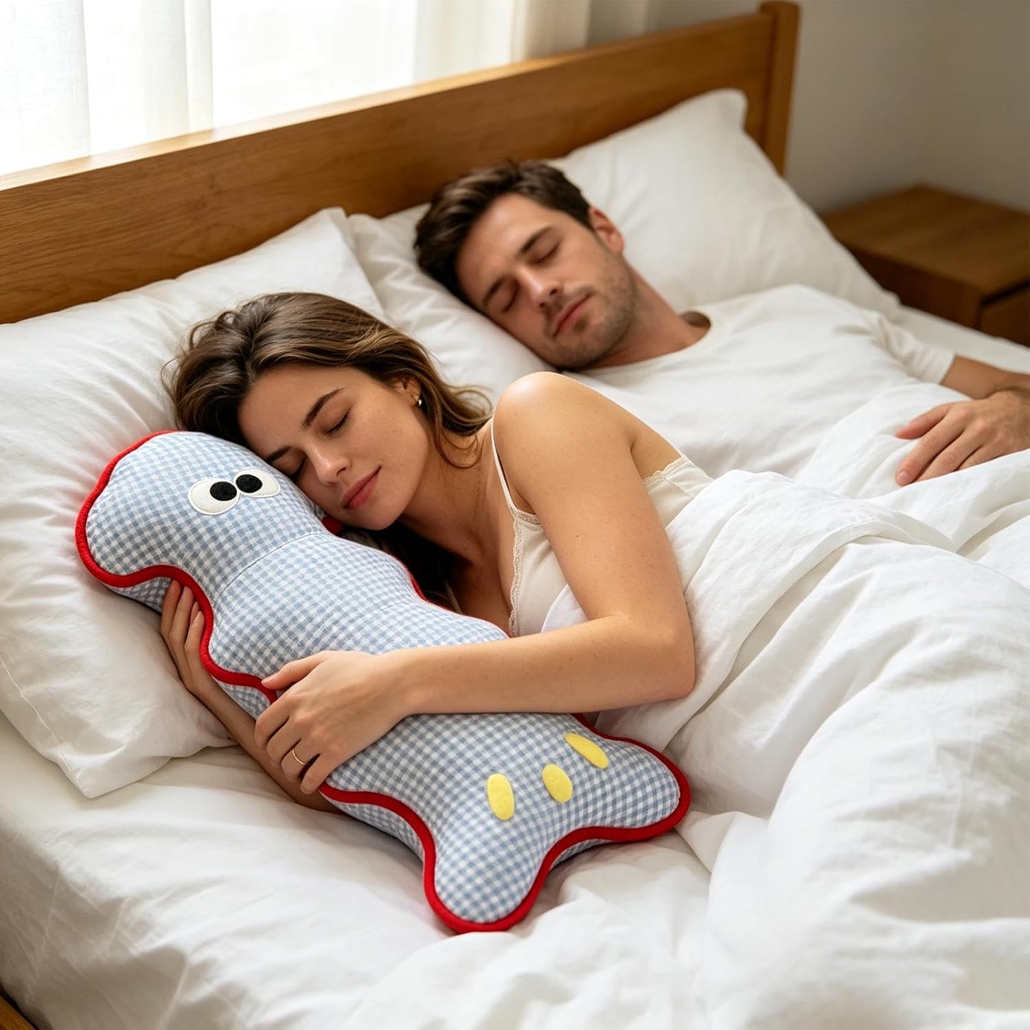 Body Pillow for Side Sleeper - Ergonomic Fishbone Shape Soft Breathable | Long Pillow for Full Body Support Cushion for Sleeping, Home Travel Hotel Bedroom Pregnancy Adults