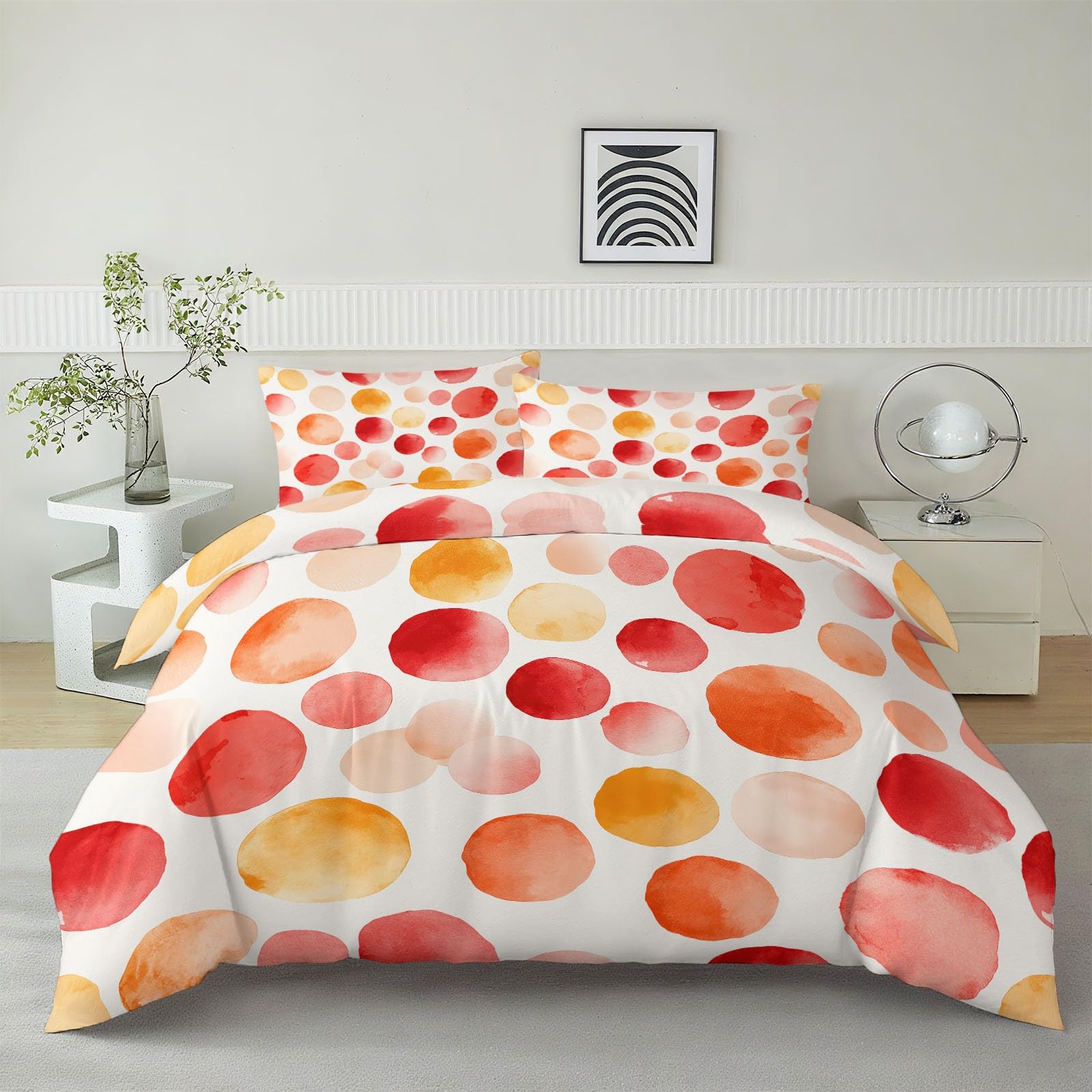 Parure de lit 240x260 cm blanche avec housse de couette aquarelle haut de gamme