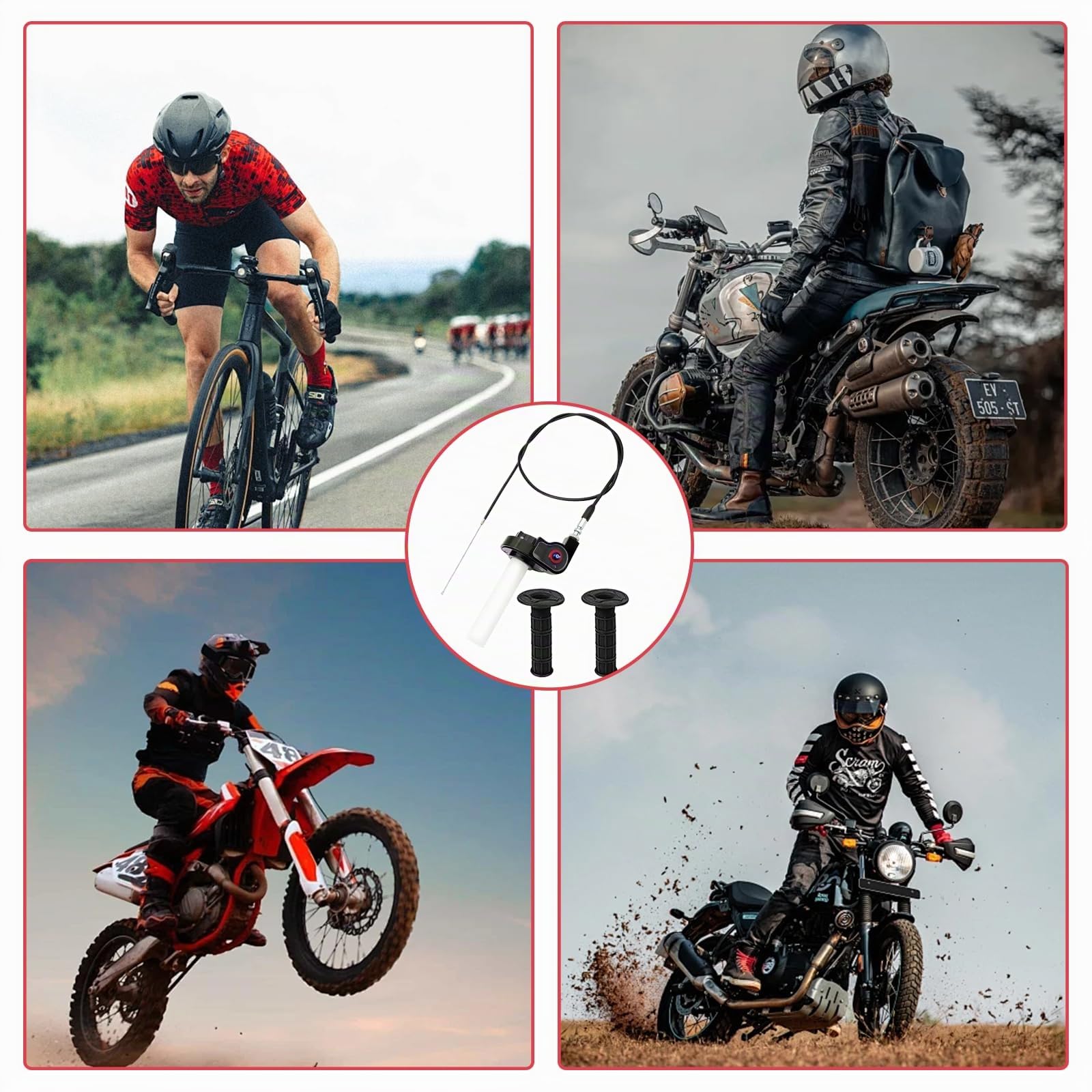 Set di Manopole per Gas Rapidi per Moto Impugnatura e Cavo Dell'Acceleratore Girevole con Manico Gruppo Acceleratore per Moto Gas Rapido Scooter Adatti per 50cc-150cc 200cc 250cc ATV Dirt Bike