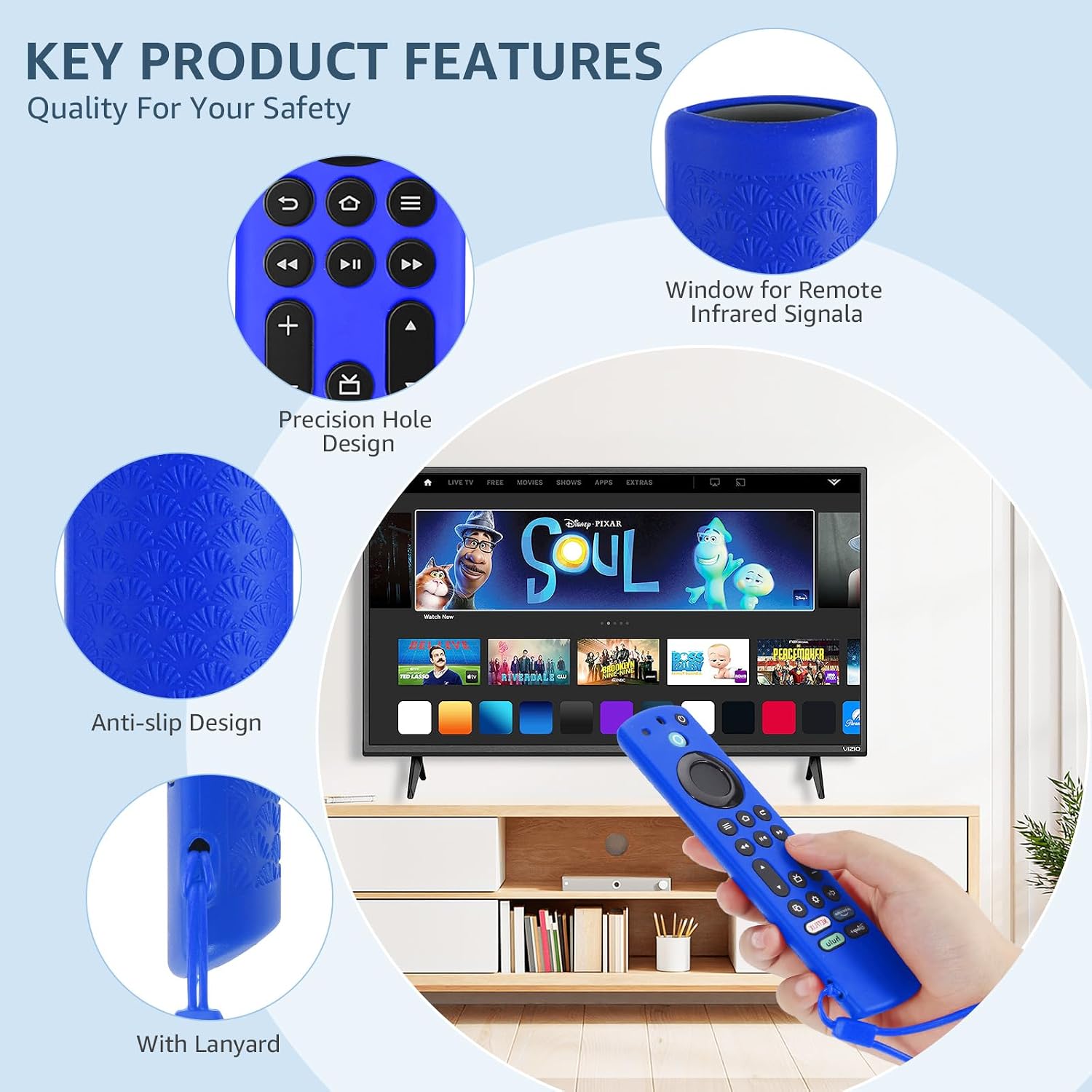 (4 Pack) OneBom 6.2" Silicone Remote Cover for Firestick 4K Max (2nd)/Insignia/Pioneer/Omni (QLED) Series Alexa Voice Remote Enhanced w/, Protective Case with Same Color Lanyard, Glow in The Dark image 3