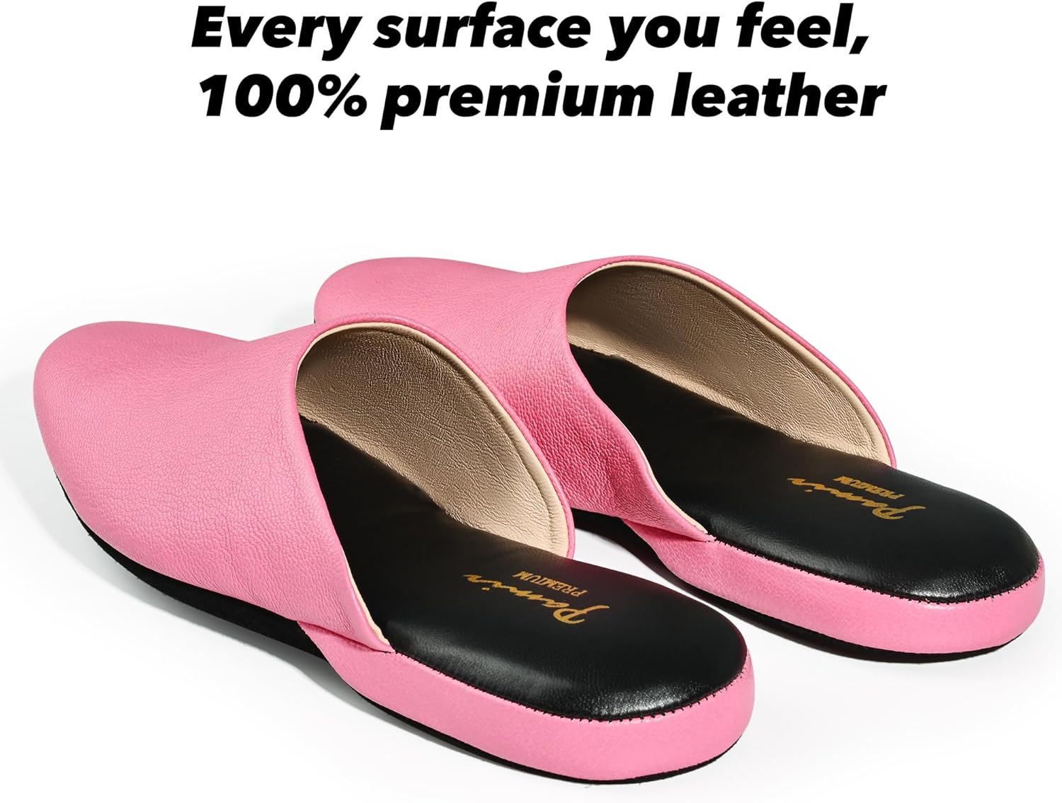 PAMIR Women's Hand-Turned Scuffs, Genuine Leather Indoor House Slippers with Memory Foam