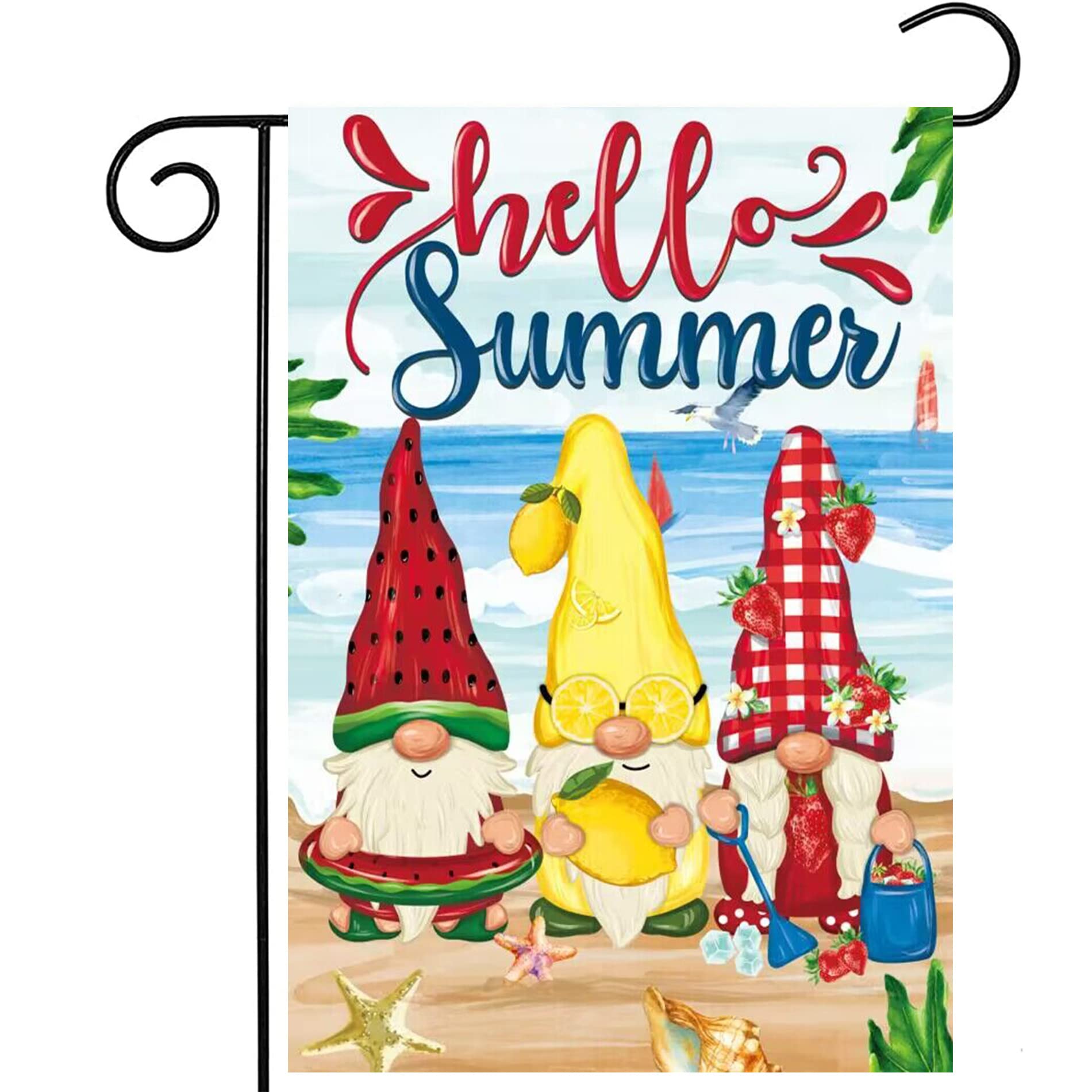 Morigins Hello Summer Gartenflagge – 32,5 X 45,7 Cm, Doppelseitig, Wetterfest – Sommerliche Dekoration