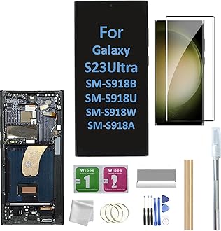 Galaxy S23 Ultra LCD Screen with Frame Replacement for Samsung Galaxy S23 Ultra SM-S918U S918A S918W LCD Screen Display Touch Digitizer with Frame+Tool (Black)