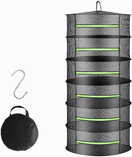 Bestio Rejilla de secado plegable de malla, 6 capas, transpirable con cremalleras, para hierbas, flores, verduras