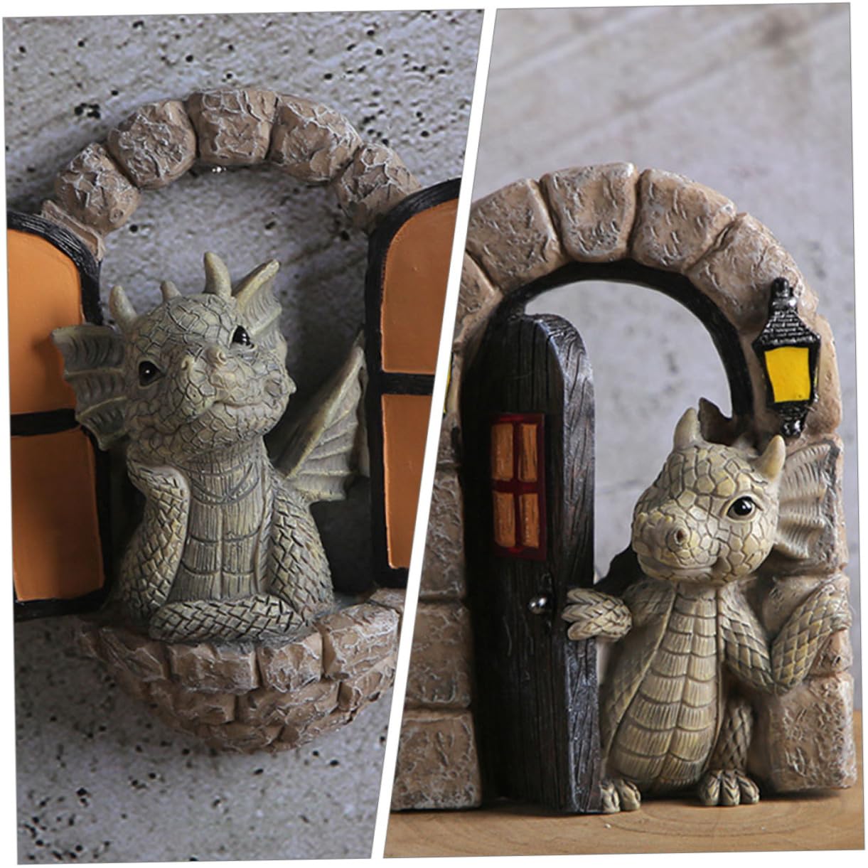 BESPORTBLE 2 Pezzi Statua di Drago in Resina per Esterno, Decorazioni da Giardino Aspetto Realistico e Design Vivace per Ornamenti da Giardino e Uso Outdoor