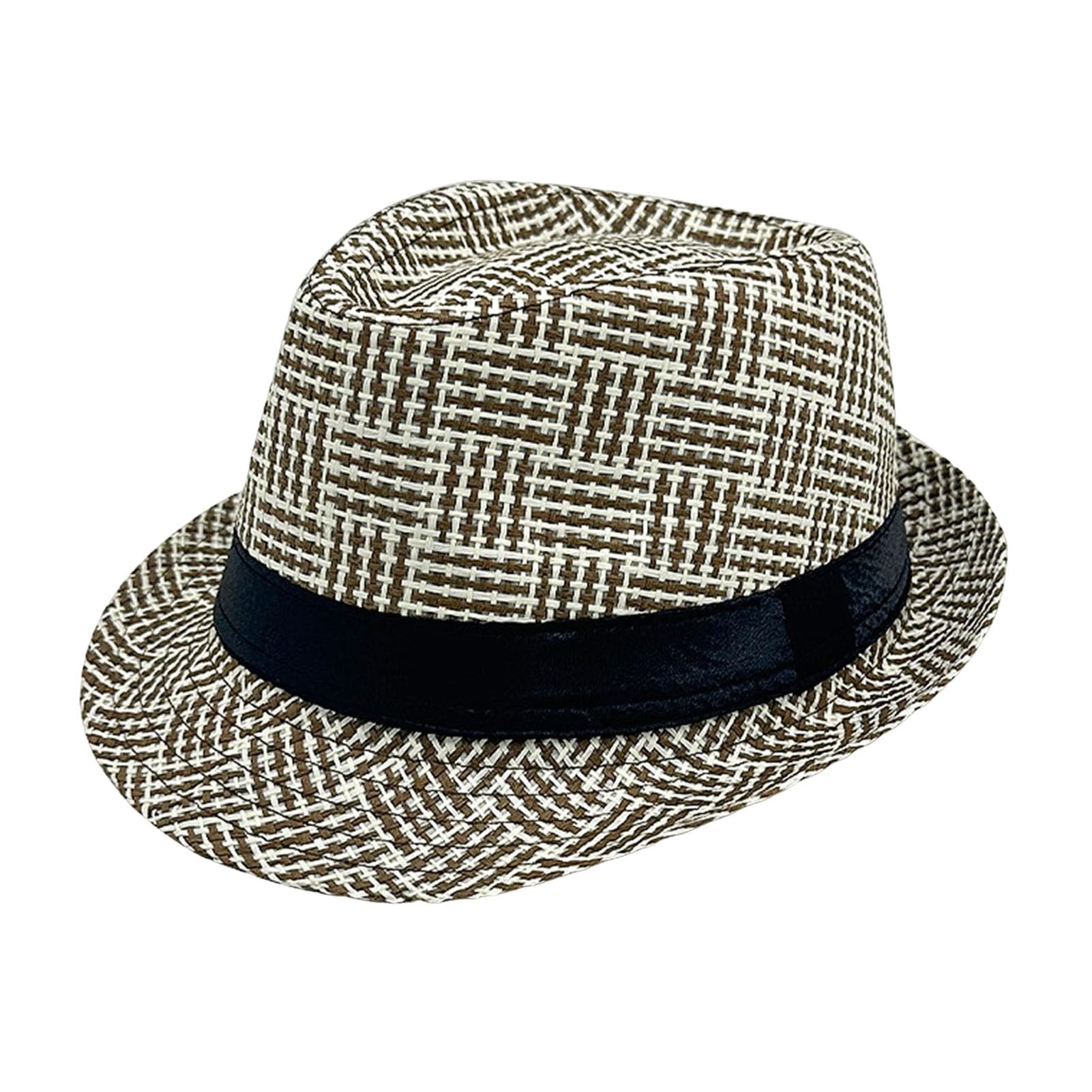matumou Retro British Style Jazz Hat, Woven Short-Brimmed Hat, Hat for Spring Summer Outdoor Activities