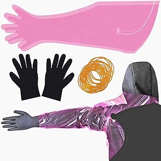 20 Pairs Field Dressing Gloves Kit Disposable Deer Gutting Cleaning Gloves Include Neck-Hanging Extra Long Glove and Short Nitrile Glove for Deer Processing Equipment