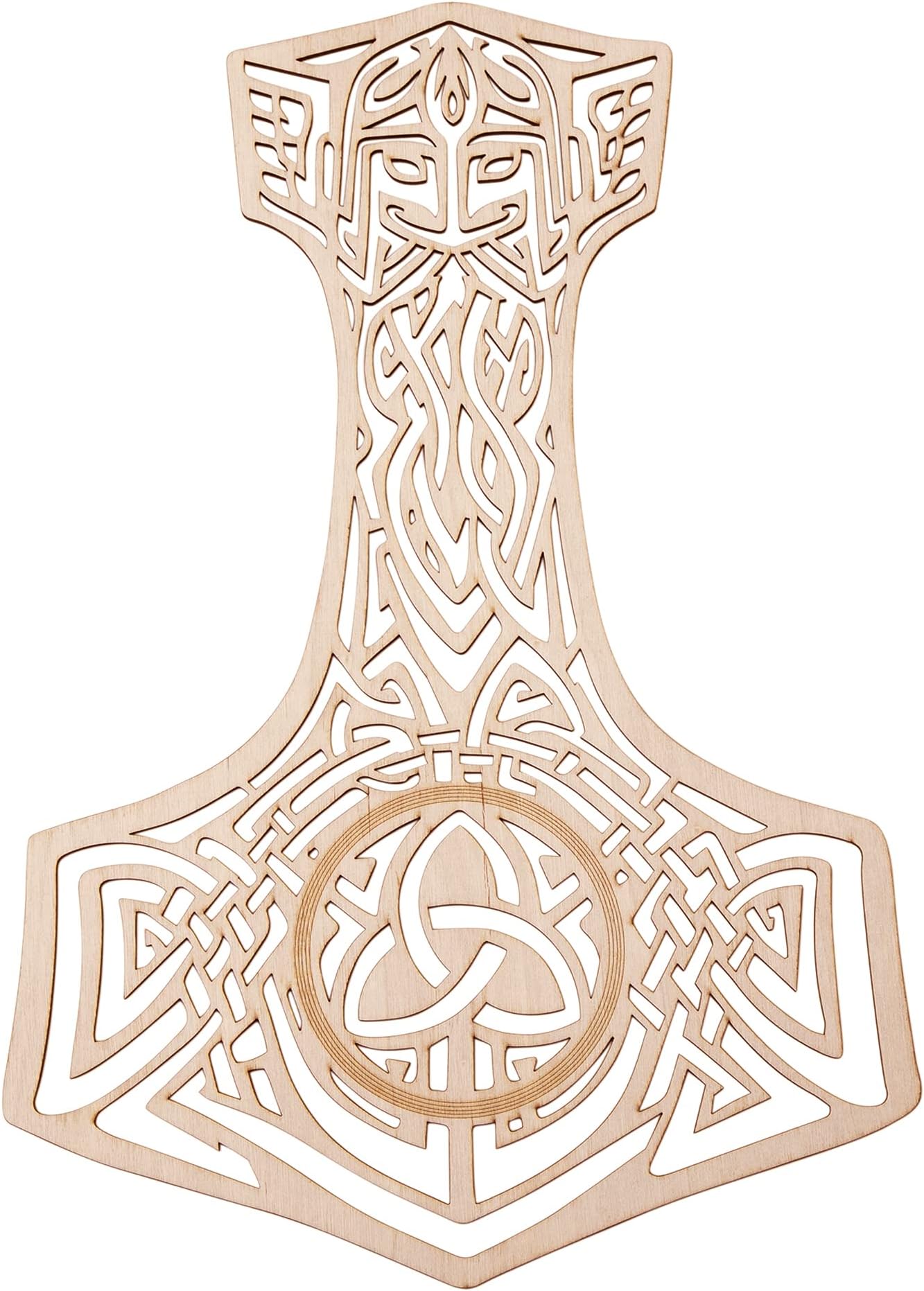 Fourth Level Manufacturing Celtic Thor Hammer Wooden Wall Art, Norse Viking Thor Hammer
