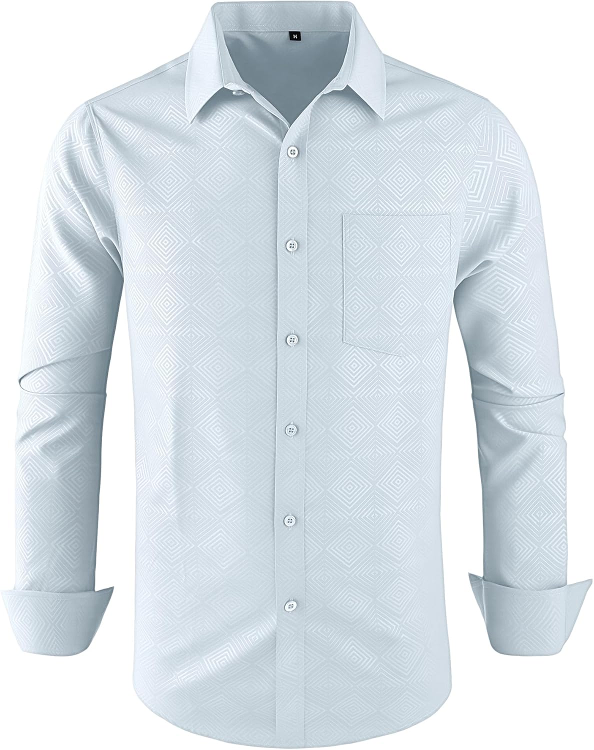 ZITY Mens Jacquard Dress Shirts Casual Paisley Long Sleeve Button Down Shirt for Men Wedding Party